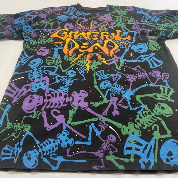 Vintage 90s Grateful Dead AOP Brockum Collection T-Shirt Size 2XL See Measureme - Picture 3 of 8